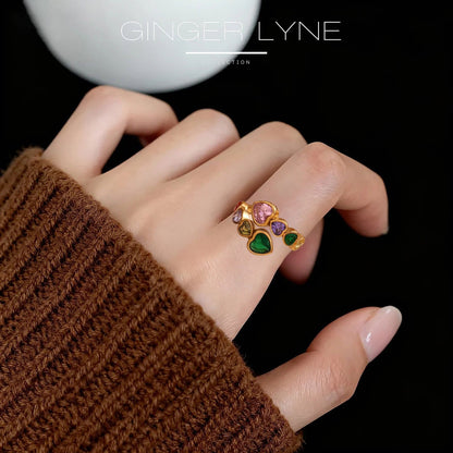 GoldHeartsWrapRingforWomen18ktGoldPlatedStainlessSteelAdjustableColorfulCZbyGingerLyneCollection_Gold-Tone-6