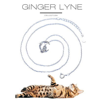 CatonMoonNecklaceforWomenKittenPendantandChainCubicZirconiaGingerLyneCollection_Clear-4