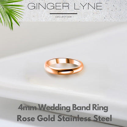 4mm Stainless Steel Wedding Band Ring Women Men Ginger Lyne Collection