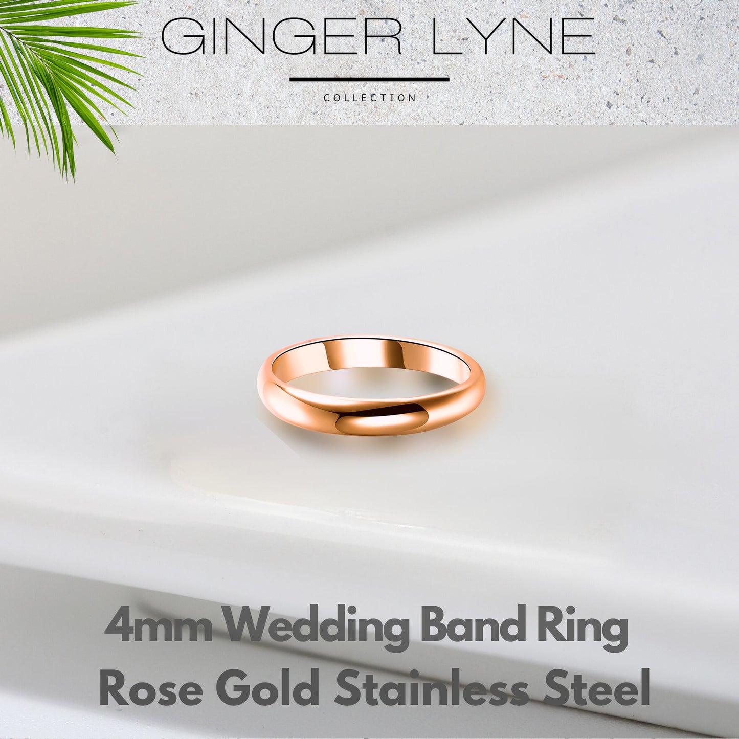 4mm Stainless Steel Wedding Band Ring for Women or Men Ginger Lyne Collection