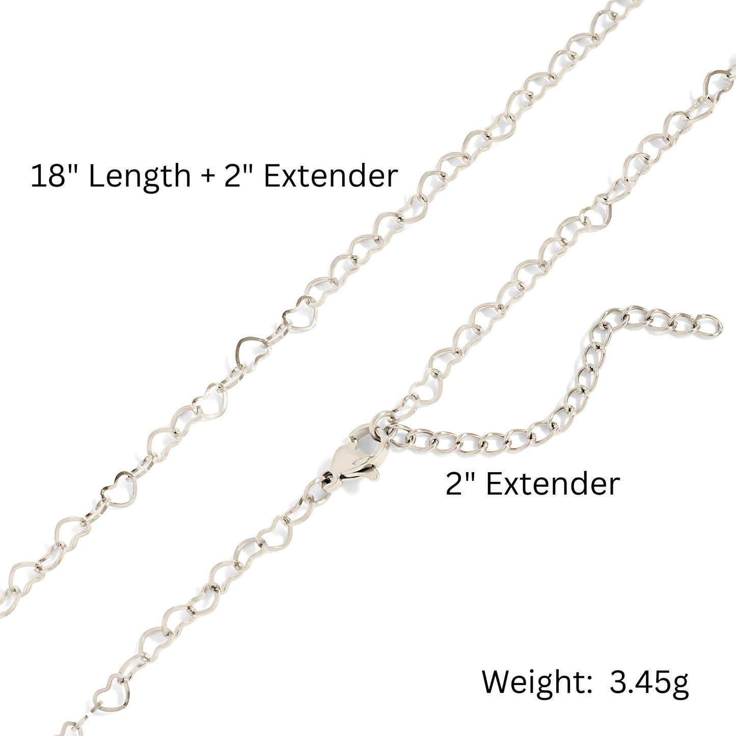 Heart Link Chain Necklace for Women 20 Inch 18K Gold PVD Plated Stainless Steel Ginger Lyne - Silver