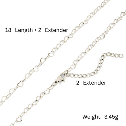 Heart Link Chain Necklace for Women 20 Inch 18K Gold PVD Plated Stainless Steel Ginger Lyne - Silver