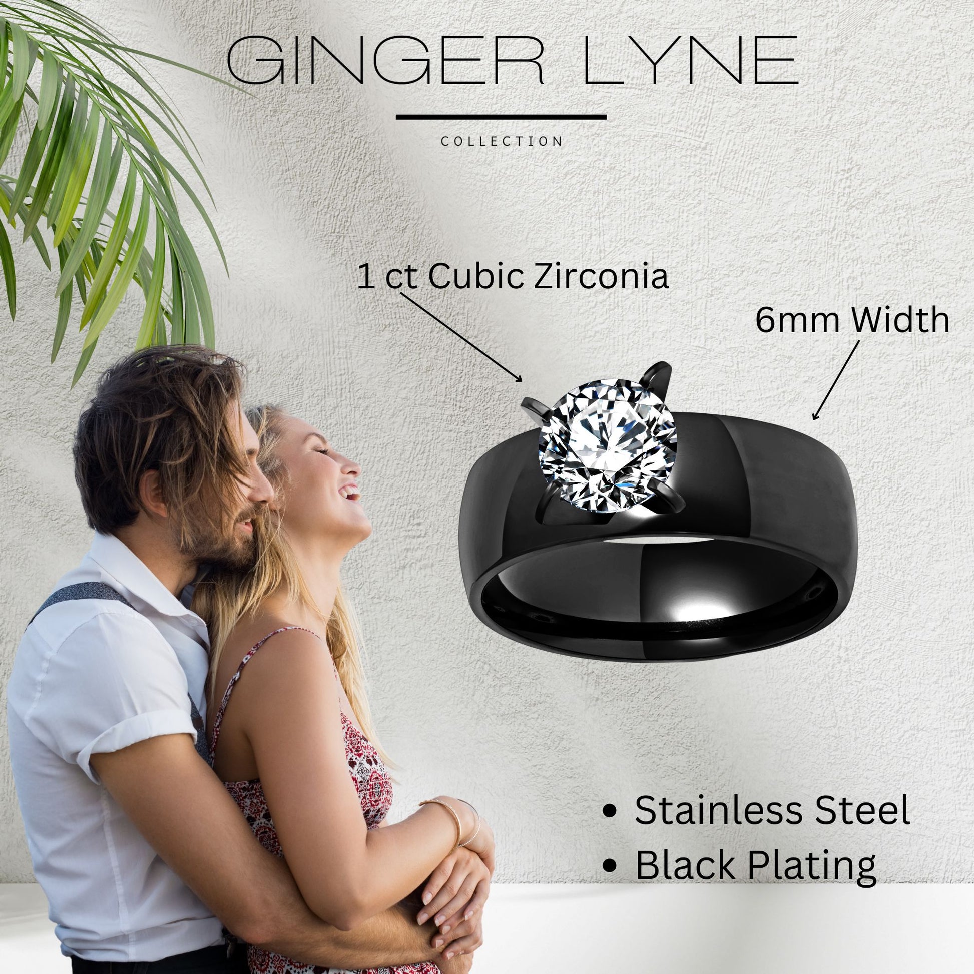 6mmGoldStainlessSteelWomenEngagementRingGingerLyneCollection_Black-5