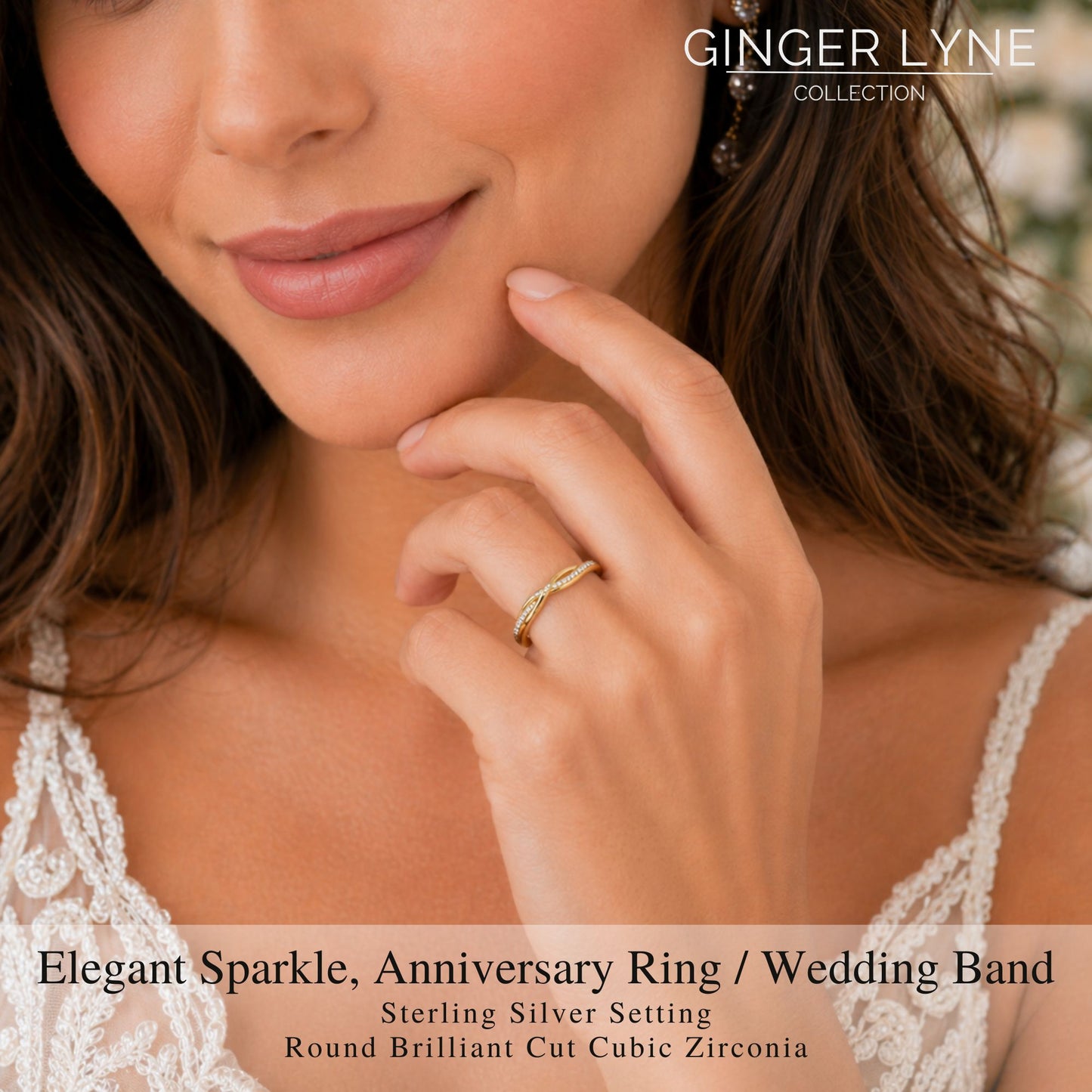 QueenaSterlingSilverWeddingBandforWomenHalfEternityCzAnniversaryRingbyGingerLyneCollection_Gold-ToneSilver-3