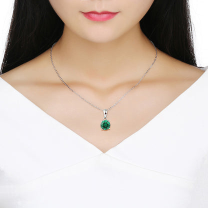 Solitaire Birthstone Necklace for Women Cz Sterling Silver Ginger Lyne Collection - August-Peridot Green