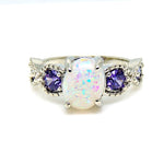 Load image into Gallery viewer, Tatum Statement Ring Oval Shape Fire Opal Purple Cz Womens Ginger Lyne Collection - 10
