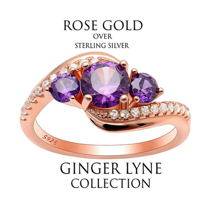 Brielle Rose Gold Sterling Silver Purple or Blue Cz Birthstone Ring Ginger Lyne Collection