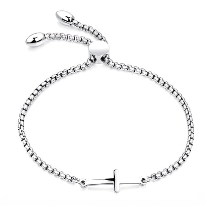 ReligiousCrossBraceletbyGingerLyneAdjustableStainlessSteelChainSilverorGoldFinish_Silver-1