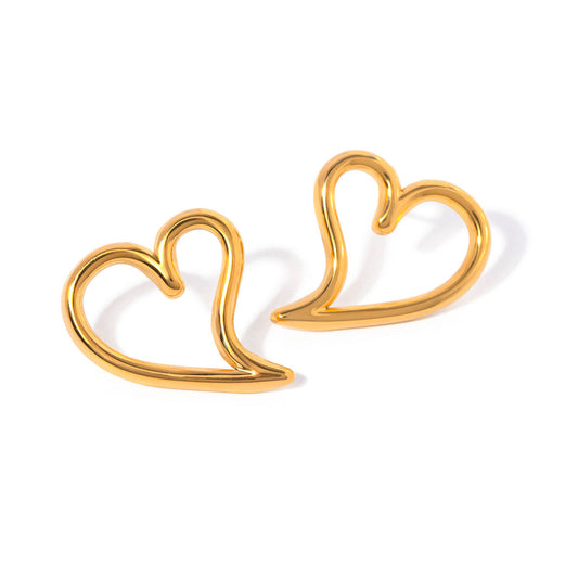 CurvedHeartEarringsforWomenGoldStainlessSteelChunkyStudsLightweightGingerLyne_Gold-1