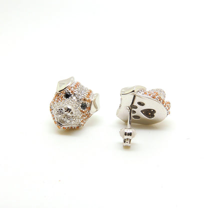 Pitbull Dog 3d Stud Earrings Sterling Silver Cz Womens by Ginger Lyne Collection