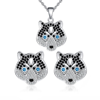 Koko Husky Dog Sterling Silver Necklace for Women Cz Ginger Lyne Collection - Set