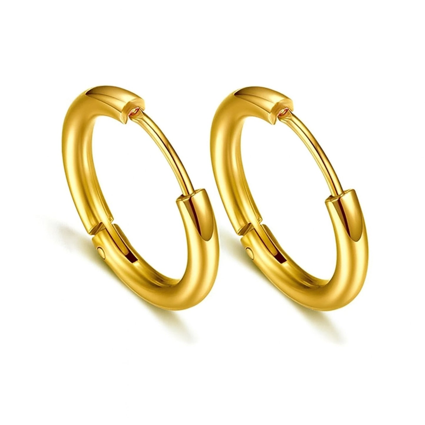 StainlessSteelHoopEarringsbyGingerLyneHuggieStyleforLobeCartilagePiercingBodyJewelry_Gold-2