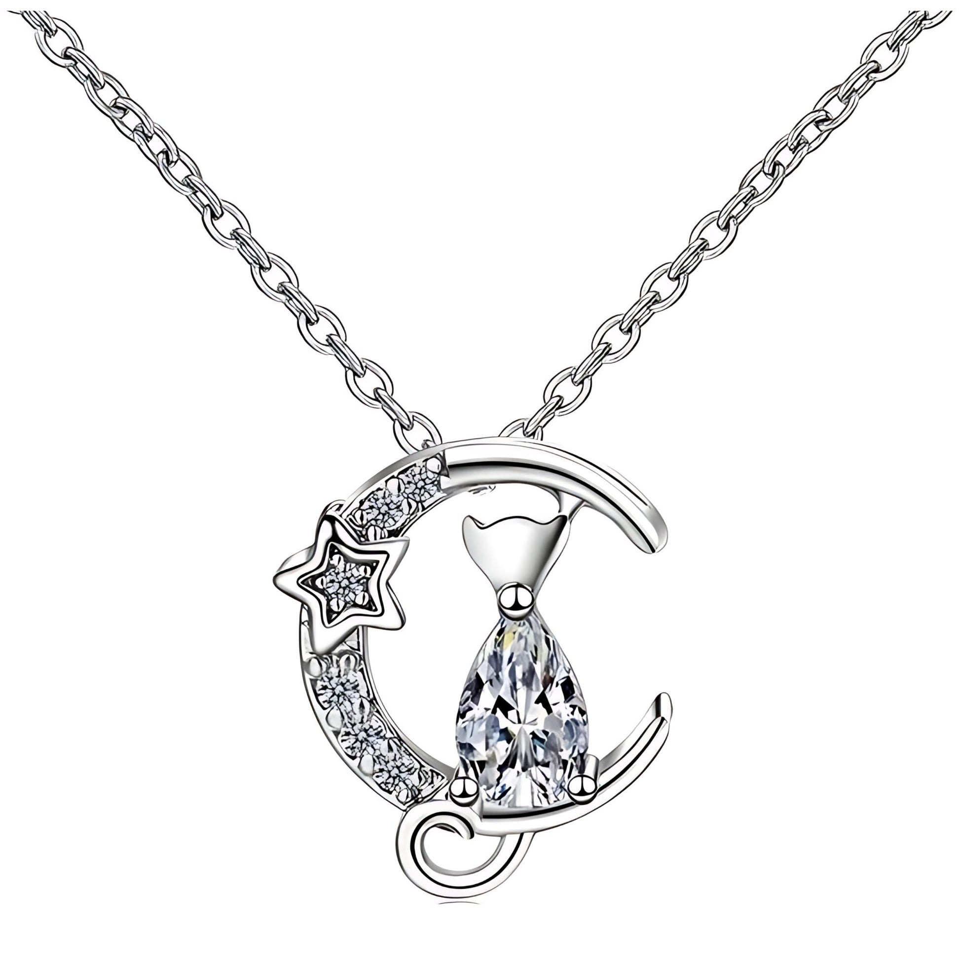 CatonMoonNecklaceforWomenKittenPendantandChainCubicZirconiaGingerLyneCollection_Clear-1
