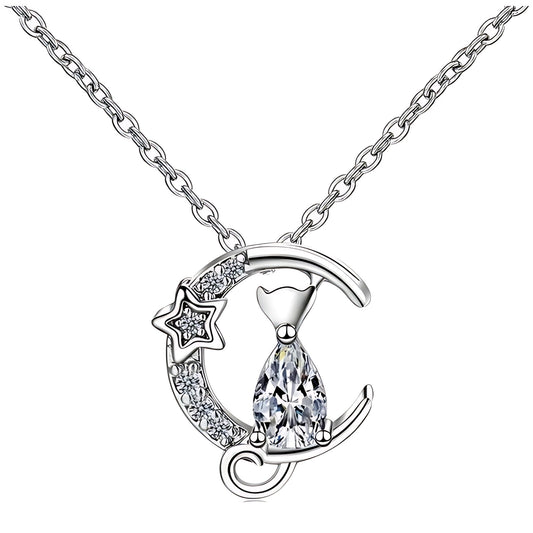 CatonMoonNecklaceforWomenKittenPendantandChainCubicZirconiaGingerLyneCollection_Clear-1