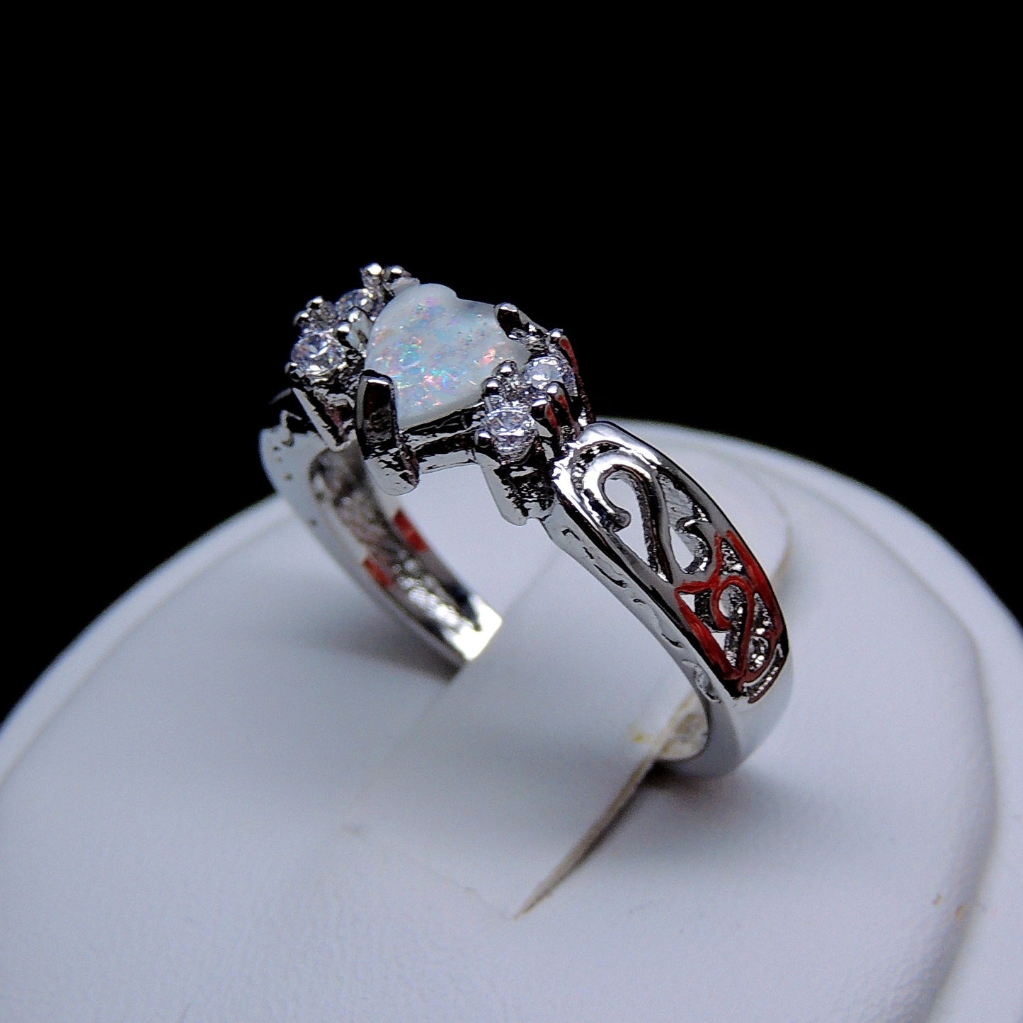 HollandPromiseRingHeartSimulatedFireOpalCzWomensGingerLyneSize12_Silver-3