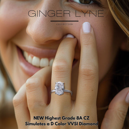 Solitaire 3 Ct Oval Engagement Ring for Women Sterling Silver CZ Ginger Lyne Collection