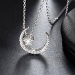 Load image into Gallery viewer, Moon Star Pendant Necklace Women  Sterling Silver Clear Cz Ginger Lyne Collection
