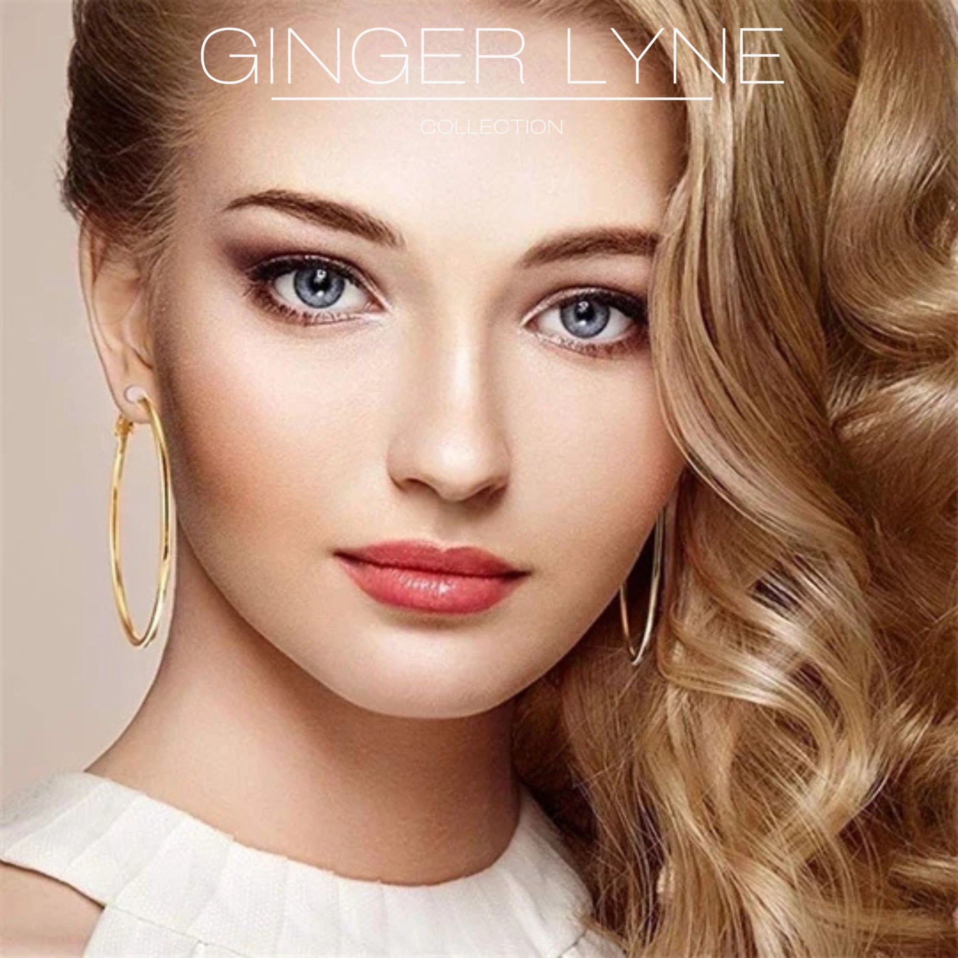 Thin Large Plain Hoop Earrings for Women 70mm Stainless Steel Ginger Lyne Collection - Gold