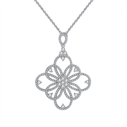 Filigree Flower Pendant Necklace for Women Sterling Silver Cz Ginger Lyne Collection