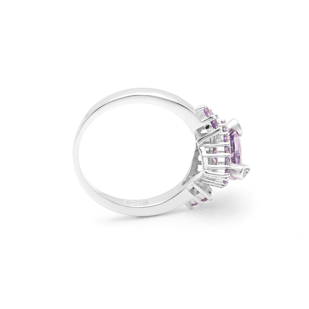 Ryiana Engagement Promise Ring Purple Heart Cz Silver Womens Ginger Lyne Collection - 11