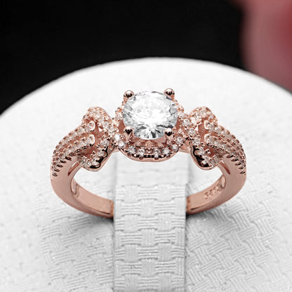 Ellalee Engagement Ring Rose Gold Sterling Silver Cz Women Ginger Lyne Collection