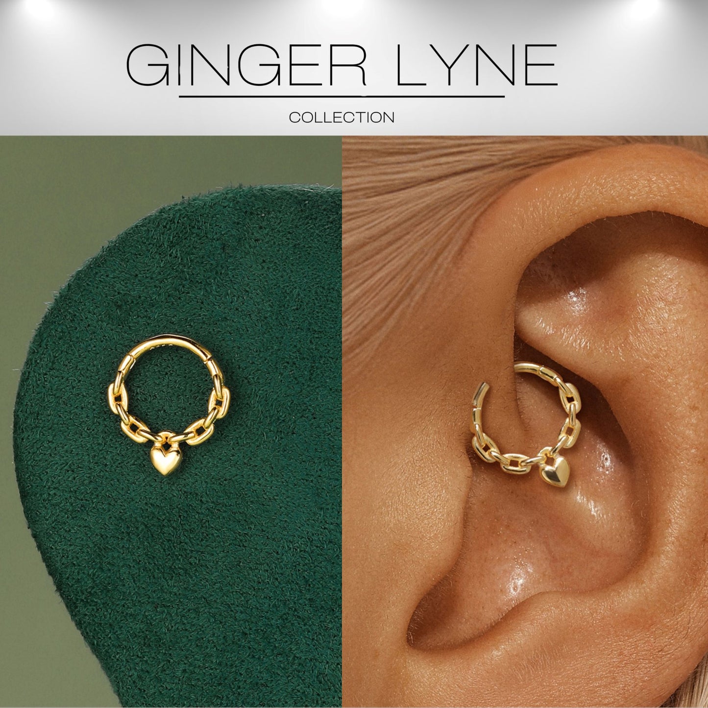 HeartHoopEarring16G1.2mmCartilageNoseSeptumBodyPiercingJewelrySterlingSilverbyGingerLyne-1pair_Gold-2