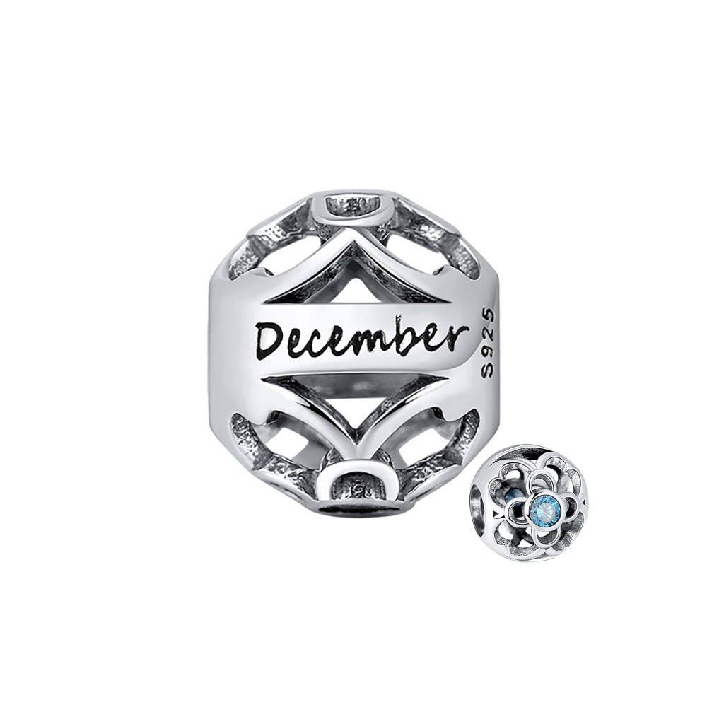 Birthstone Charms for Bracelet Sterling Silver CZ Womens Ginger Lyne Collection - December