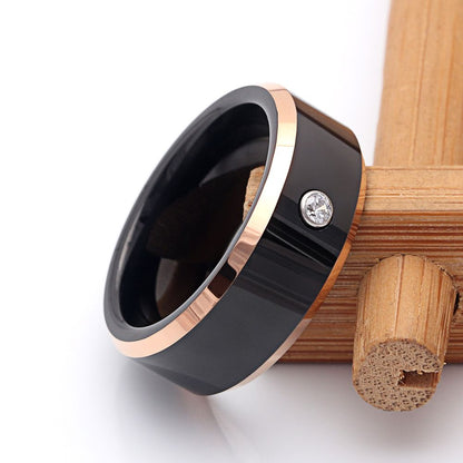 Tungsten Carbine Wedding Band Black Rose Ring Clear Cz Men Ginger Lyne Collection