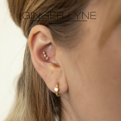 Graduated CZ Flat Back Earrings for Women Sterling Silver 18G 6mm Cartilage Helix Upper Lobe Body Piercing Ginger Lyne - Silver