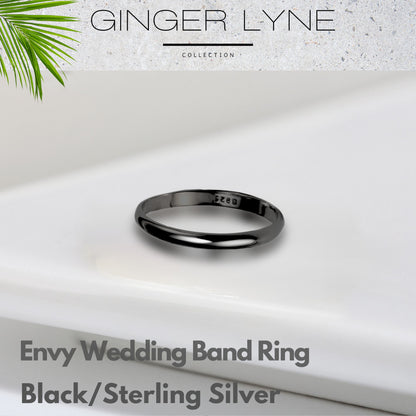BlackWeddingBandforMenStackableRingforWomenSterlingSilverThinPlain_Black-2