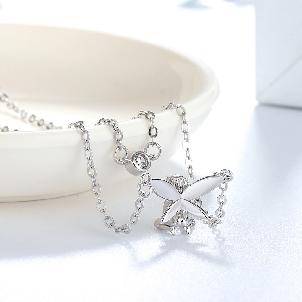 Fairy Sterling Silver Double Chain Pendant Necklace Girls Ginger Lyne Collection