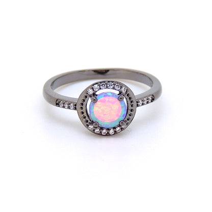 Brynn Statement Ring Black Plated Simulated Fire Opal Cz Ginger Lyne Collection