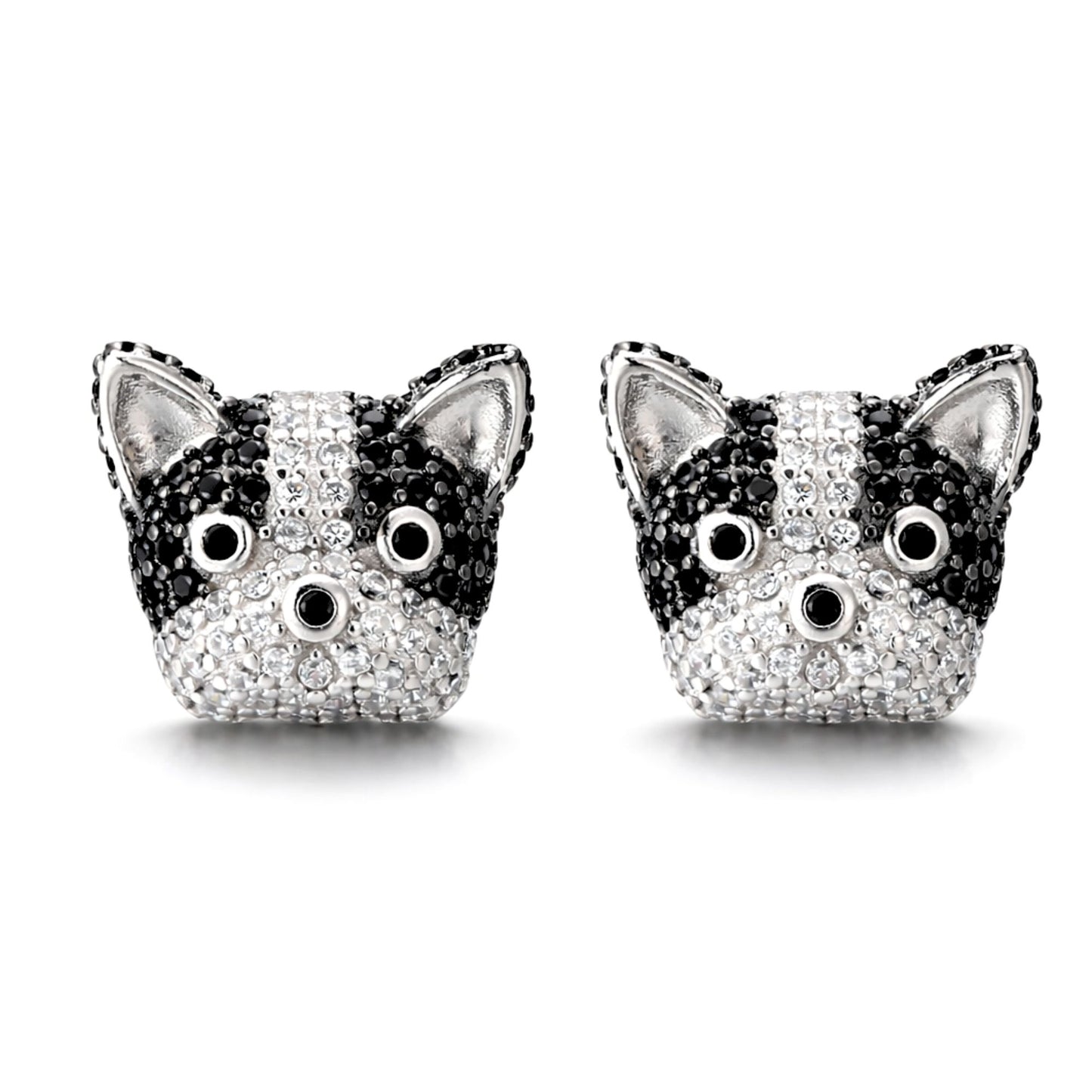 BostonTerrierStudEarringsforWomenDogBlackCubicZirconiaGingerLyneCollection_BostonTerrier-1