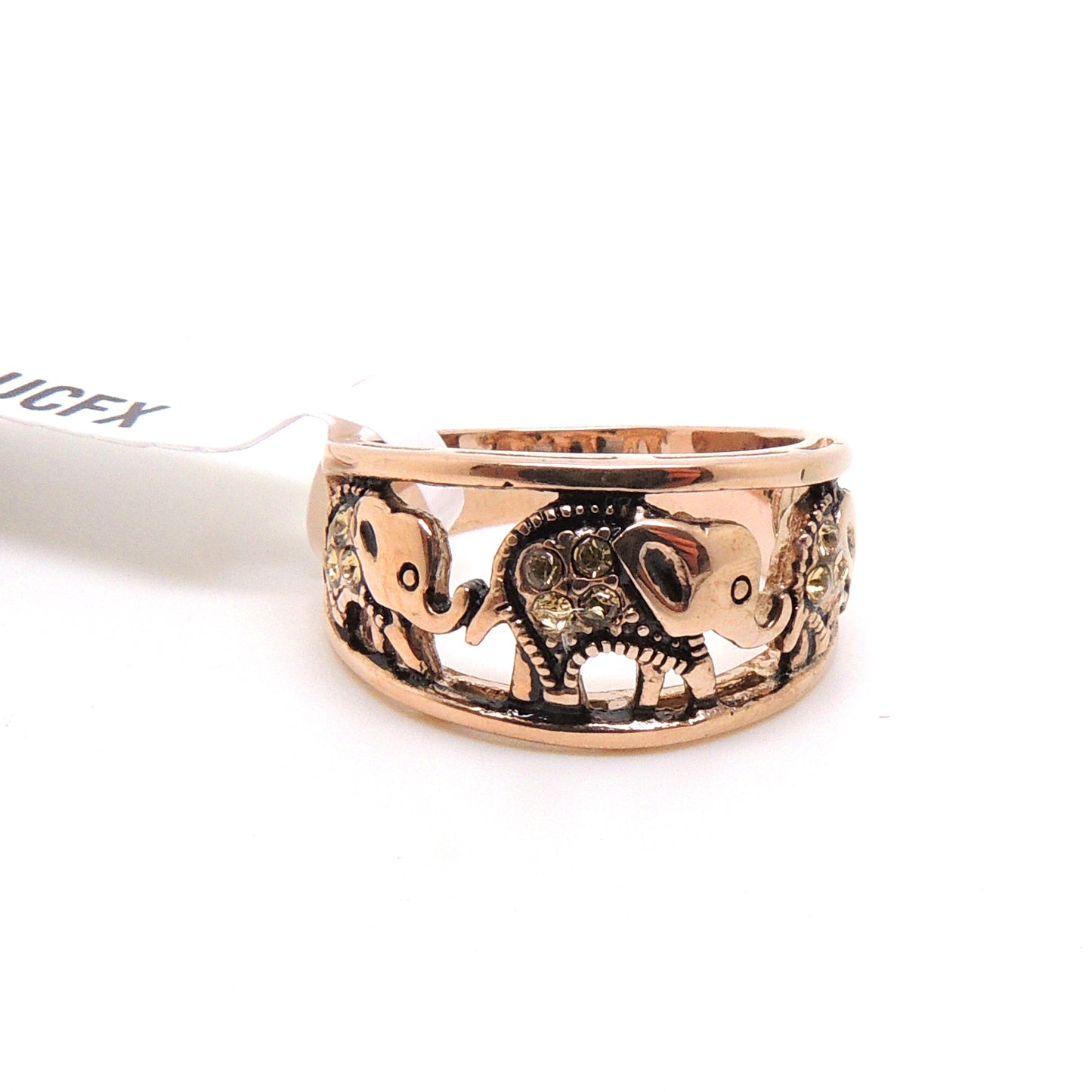 Elephant Ring Band Girls Rose Gold Plated Crystal Women Ginger Lyne Collection Size 5