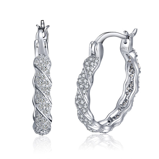 Twist Hoop Earrings for Women Cubic Zirconia Sterling Silver Ginger Lyne Collection