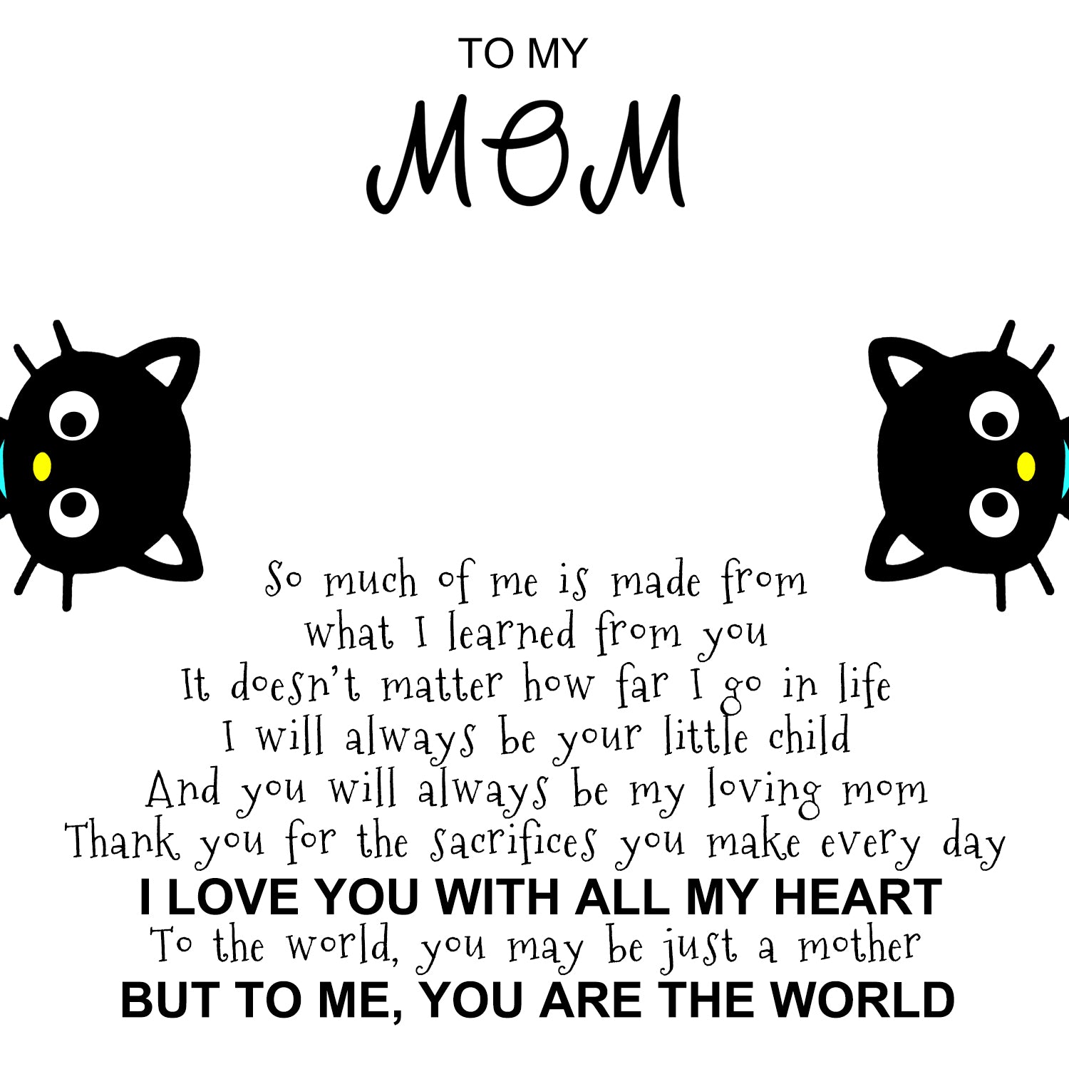 Hanging Cat Necklace Mom Greeting Card Sterling Silver Gift for Women Ginger Lyne Collection - Mom-07 - Mom-007