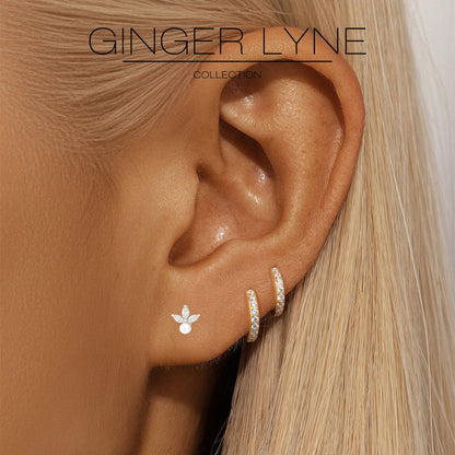 Marquise CZ Flat Back Earrings 18g for Cartilage Helix Tragus Lobe Gold Plated Sterling Silver 1 pair by Ginger Lyne - Silver