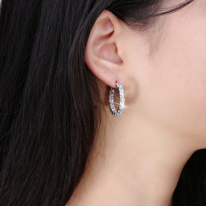 Hoop Earrings for Women Princess Cubic Zirconia White Gold Plated Ginger Lyne Collection - Silver