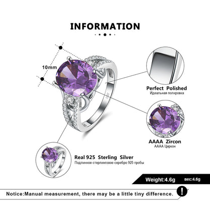 Statement Engagement Ring for Women Purple Cz Sterling Silver Ginger Lyne Collection - 6