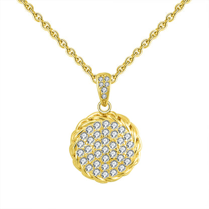 Round Pave Pendant Chain Necklace for Women  Sterling Silver Ginger Lyne Collection