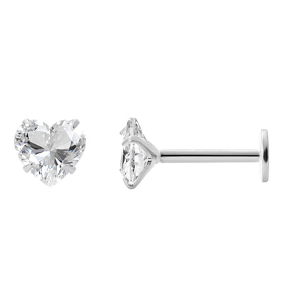 GingerLyneSolitaireHeartFlatBackStudEarringsSterlingSilverCubicZirconiaBodyJewelry_Silver-5mmCZ-16G-8mmPost-1