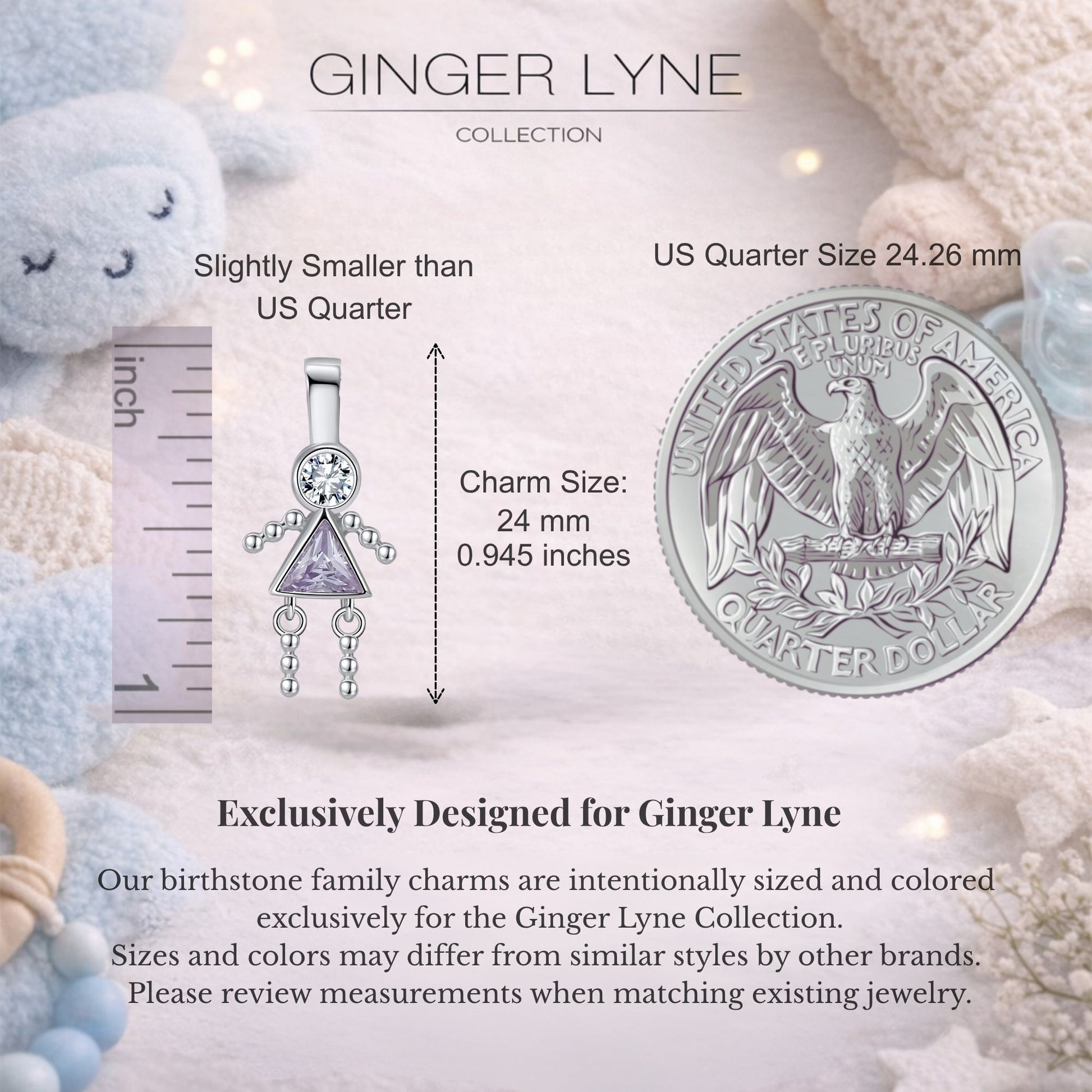 Birthstone Family Pendant for Mom by Ginger Lyne Stainless Steel Cubic Zirconia Charms For Grandma Necklace_Female-June-Silver-2