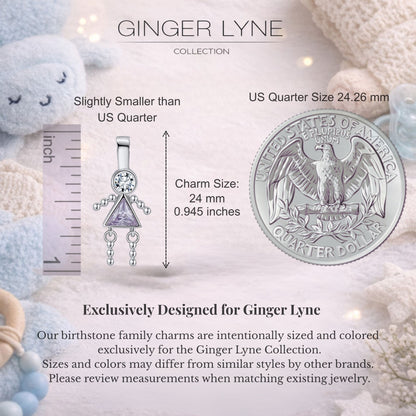 Birthstone Family Pendant for Mom by Ginger Lyne Stainless Steel Cubic Zirconia Charms For Grandma Necklace_Female-June-Silver-2