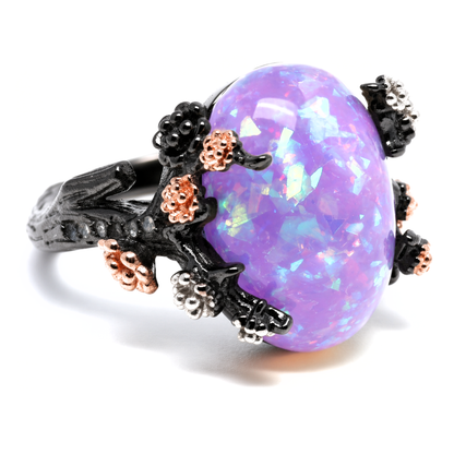 HenriettaBlackTreeBranchGothicInspiredFireOpalEngagementRingforWomenbyGingerLyne_Purple-1