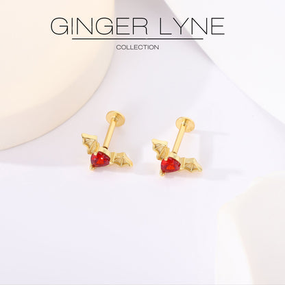 FlyingBatFlatBackEarringsforWomenSterlingSilver16gCartilageHelixLobeBodyPiercingStudGingerLyne_Gold-3