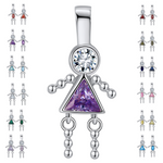 Load image into Gallery viewer, Baby Birthstone Pendant Charm by Ginger Lyne, Girl February Purple Cubic Zirconia Sterling Silver - Girl February
