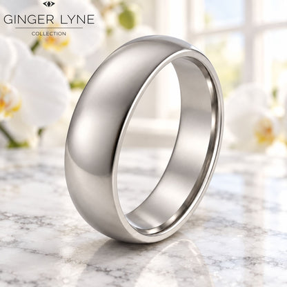 SilverTone6mmStainlessSteelWeddingBandRingforWomenorMenbyGingerLyneSize10.5_6mmSilver-2