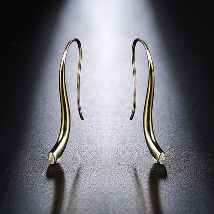 Fish Hook Drop Earrings for Women Cubic Zirconia Ginger Lyne Collection - Gold