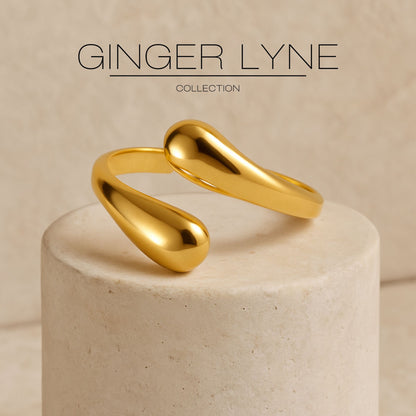 TeardropWrapRingforWomen14ktGoldPlatedStainlessSteelAdjustableCasualFashionRing_Gold-Tone-2