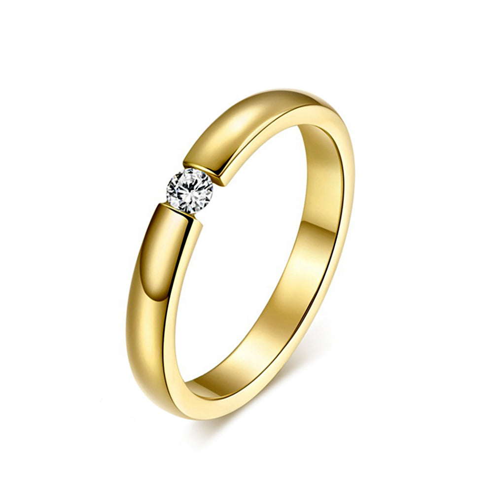 WeddingBandRingforWomenorMenGoldStainlessSteelCrystalGingerLyneCollection_Gold-1